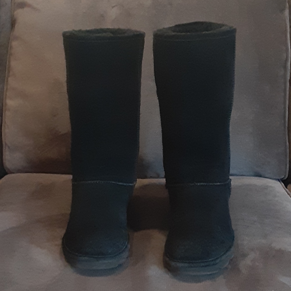 BEARPAW Elle Tall suade, sheepskin black boots